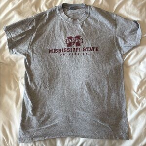 Mississippi State University Champion Mens Medium Gray Graphic Logo Tshirt NCAA
